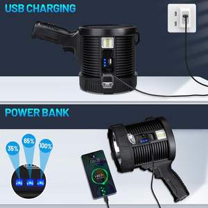 Linterna LED de Alta Potencia Recargable por USB, Portátil, para Exteriores, de Largo Alcance, con Carga Solar, Resistente al Agua, Venta al Por Mayor - Product Image 3