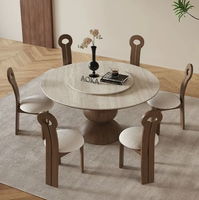 Table à manger en marbre moderne, convertible, extensible, élégante et minimaliste, avec base en bois, pour salle à manger d'hôtel, intérieur