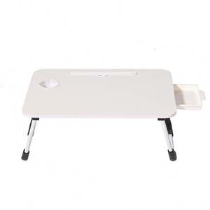 Bureau d'ordinateur portable pour lit, plateau de lit réglable pour ordinateur portable, table pliable pour ordinateur portable avec déflecteur antidérapant, support de téléphone et tiroir - Product Image 6