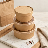 Vente en gros de contenants alimentaires en papier kraft blanc avec logo personnalisé, gobelets à soupe jetables, bols à salade, revêtement simple ou double en PE, qualité alimentaire, anti-fuite