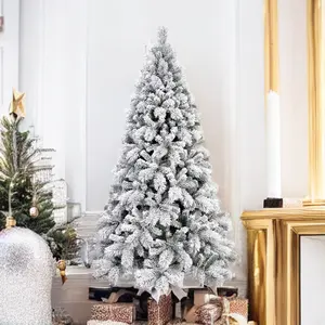Factory Outlet Custom Any Material 7.5ft 6ft 9ft Mixed Flocked Artificial Tree With Led RGB Light Pre Lit Christmas Tree