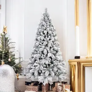 Factory Outlet personalizzato qualsiasi materiale 7.5ft 6ft 9ft albero artificiale floccato misto con luce led RGB albero di natale pre illuminato