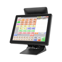 Sistema POS Multifuncional Todo en Uno de 15 Pulgadas + 9.7 Pulgadas con Pantalla Táctil de 10 Puntos, Wi-Fi 6, Aluminio, Caja Registradora