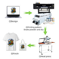 Kemeja lukisan mesin Dtf 4/8 kepala Printer dengan I3200/xc90 kepala cetak dan pengering Oven 4 kepala 60cm Dtf dalam satu Printer