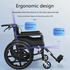 Fauteuil roulant pliant pour personnes âgées, léger, avec repose-jambes, commode, chaise de rééducation portable, pour la récupération des fractures - Product Image 2