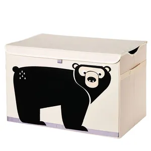 Toptan fiyat katlanabilir karikatür hayvan çocuk oyuncak saklama kutusu oyuncak organize kutusu