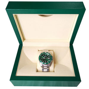 Green Custom <b>Wood</b> <b>Watch</b> Box with Protective PU and MDF Material High End Brands Packaging Case with Certificate Book - Product Image 1