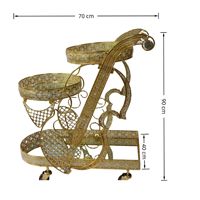 Chariot à vin à trois niveaux doré, chariot haut de gamme de style européen, étagère de rangement, chariot de rangement avec étagères en verre