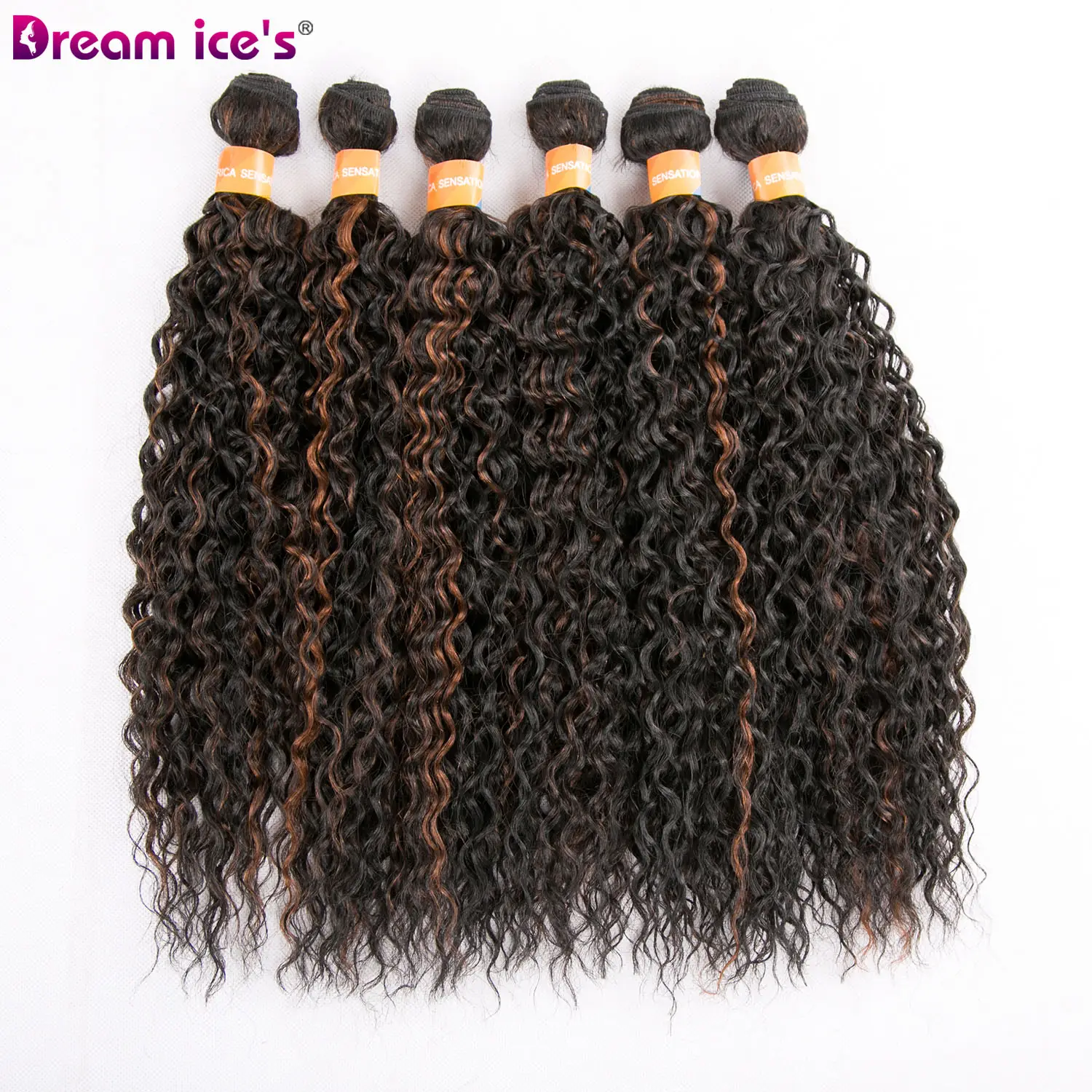 Kinky Curly Hair Weave Heat resistant tissage fiber Synthetic Hair Bundles double weft hair Extension for Women 6 Bundles/Lot