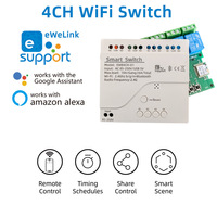 Interruptor Eléctrico SIXWGH 4CH Ewelink de 4 Canales para Uso Doméstico, Compatible con Alexa y el Asistente de Google, Relé WiFi para Control del Hogar Inteligente