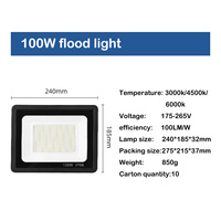 Projecteur à LED haute puissance IP66 50W 100W 200W 300W 400W Projecteur de stade Réflecteur d'éclairage extérieur