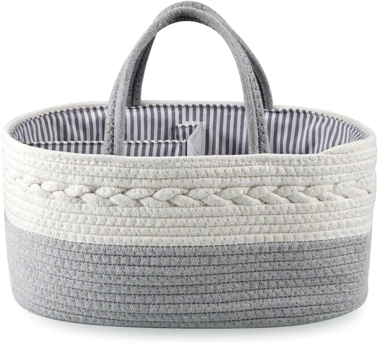 Portable Nappy Tote Bag Baby Woven Diaper Caddy Organizer Diaper Basket with Dividers