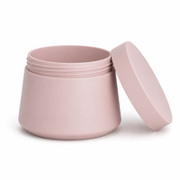Pot cosmétique minimaliste trapézoïdal en PET avec couvercle plat à vis, hermétique, pour crème pour les mains et lotion corporelle, vente en gros ODM