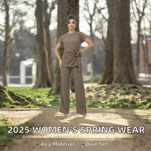 <b>Women</b> Ribbed Knit Tracksuit Two Piece <b>Lounge</b> Set Loose Short Sleeve Wide Leg <b>Pants</b> Spring Casual Wear - Product Image 2