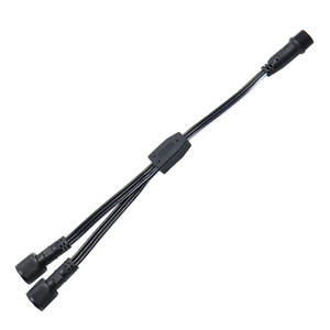 M12T Type Tee <b>Waterproof</b> Connector 2 Pin Male Female Plug In <b>Cable</b> Aviation Plug DC ABS Material - Product Image 2