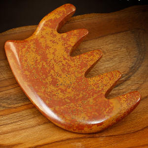 Menghaluskan perawatan kesehatan kecantikan sisir pijat batu Bian merah alami pemijat kepala alat pijat kulit kepala sisir Gua Sha rambut - Product Image 5