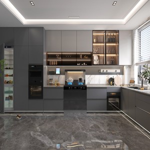 Mueble <span class=keywords><strong>de</strong></span> Cocina Personalizado <span class=keywords><strong>de</strong></span> Madera <span class=keywords><strong>de</strong></span> Roble Macizo con Estante para Vinos, Portavasos y Enfriador - Diseño Moderno Multifuncional Resistente al Agua - Product Image 1