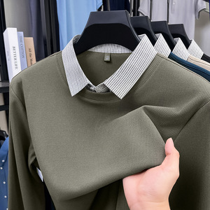 Autunno nuova <span class=keywords><strong>Polo</strong></span> da uomo a <span class=keywords><strong>maniche</strong></span> <span class=keywords><strong>lunghe</strong></span> Business Casual Slim elastico Top moda classico tinta unita di marca Basic Top - Product Image 1