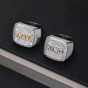 Bague en argent sterling 925 personnalisée avec diamants en moissanite glacés de luxe Hip Hop pour hommes - Product Image 6