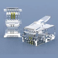 Cable Modular recto de varios núcleos, interfaz de red de cristal de cabeza, teléfono macho RJ12 6P2C, enchufe Modular 6P4C RJ11 Conector RJ45