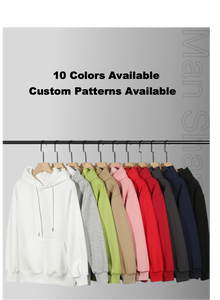 เสื้อฮู้ดผู้ชาย ผ้าฝ้ายฟลีซ 100% 300gsm ทรงปกติ สีพื้น สวมใส่สบายๆ สำหรับฤดูใบไม้ร่วง มีลายพิมพ์ตามสั่ง - Product Image 1