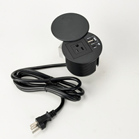 Prise de bureau ronde étanche dissimulée 65W USB-C PD à charge rapide, prise de courant encastrée type US pour comptoir de cuisine