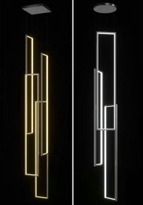 Lampada a Sospensione LED Moderna Regolabile in Altezza per Soffitti Alti, Luce Protettiva per gli Occhi, per Hotel e Scale, Finitura Personalizzata in Nero e Oro - Product Image 2