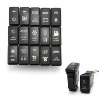 Interrupteur de voiture à double bouton 12V 24V avec LED verte, bouton-poussoir à bascule pour le contrôle des lumières Toyota Hilux Prado Land Cruiser