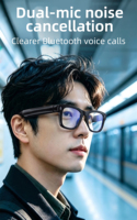 Lunettes Intelligentes T100 à Contrôle Tactile et par Application, avec Activation Vocale OpenAI, Caméra HD, Prise de Notes de Réunions, Appels Audio et Vidéo, Lunettes IA