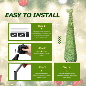 Árbol <span class=keywords><strong>de</strong></span> Navidad <span class=keywords><strong>de</strong></span> 1.5 Metros con Rayas Verdes, Decoración Festiva para Interiores y Exteriores, Plegable y Compactable - Product Image 3