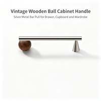 Poignée de meuble en bois de noyer, poignée de tiroir en acier inoxydable, quincaillerie de mobilier de style Mid-Century pour armoire et porte de placard