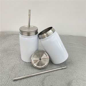 Vasos para Smoothies de 17 oz, Acero Inoxidable, para Café, Agua, Viajes, Blancos, Boca Ancha, Sublimables, Tipo Mason Jar - Product Image 4
