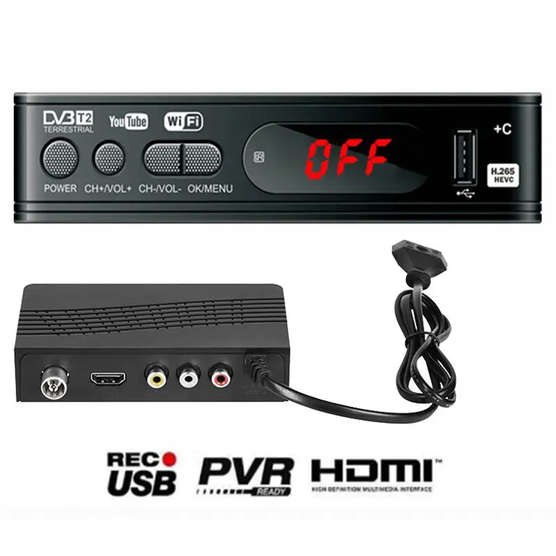 Stb ดิจิตอล H.264 Set-Top Box Tv Dvbt2 HD SD พร้อม Mini DVB T2 H.265 HEVC Decoder ชุดสำหรับ Dvb-t2