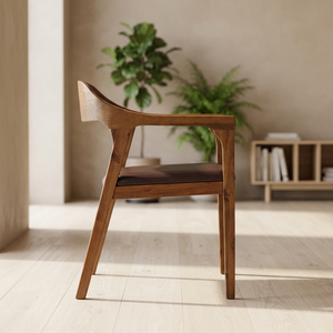 Sillón moderno para restaurante, cocina, comedor, gran oferta, venta al por mayor, muebles de madera de nogal Color Natural, sillas con asiento de cuero - Product Image 2