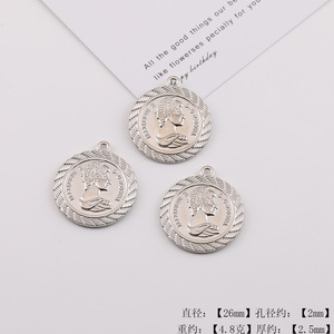 Vintage Beauty Head Coin Alloy Pendant 26Mm 16Mm Round Charm DIY Jewelry Accessories For <b>Necklace</b> Keychain Ornament - Product Image 2