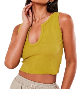 T-shirt court et personnalisé pour femme, maillot en coton, débardeur côtelé, collection - Product Image 2