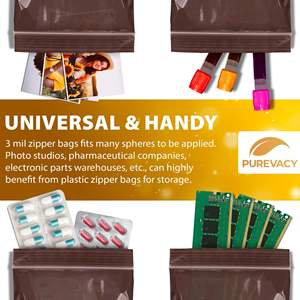 Db Brown Plastic <b>Zip</b> <b>Bags</b> 6 X 8 Inches Reclosable Storage Pack For Sundries Organization - Product Image 6