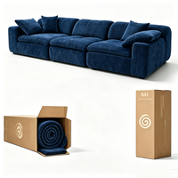 Vakuumkomprimiertes Leinen-Sofa mit Schwammfüllung, Minimalistisches Design, Rahmenlos für Kleine Räume