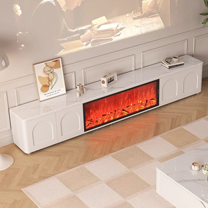 Nuovo 3D decorazione camino elettronico <span class=keywords><strong>simulazione</strong></span> fiamma integrata bianco crema stile High-end <span class=keywords><strong>soggiorno</strong></span> TV Cabinet - Product Image 2