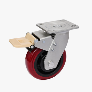 Roues pivotantes robustes à noyau en fonte solide avec revêtement en PU, capacité de charge de 420 kg, diamètre de 4'', 5'', 6'', 8'', frein, bande de roulement de 48 mm - Product Image 3