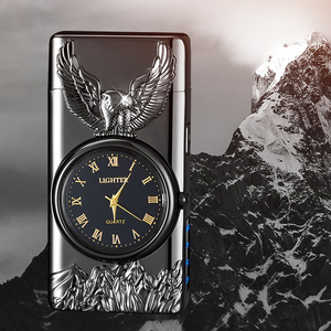 Encendedor eléctrico recargable por USB, diseño de <span class=keywords><strong>águila</strong></span> fumadora de Plasma de Metal de lujo, estilo clásico con reloj, para regalos - Product Image 4