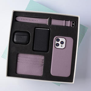 DL ชุดกล่องของขวัญโปร<span class=keywords><strong>โม</strong></span><span class=keywords><strong>ชั่</strong></span><span class=keywords><strong>น</strong></span>กระเป๋าใส่<span class=keywords><strong>น</strong></span>ามบัตรหนังลายกรวดแท้เคสโทรศัพท์สาย<span class=keywords><strong>น</strong></span>าฬิกากระเป๋าใส่หูฟังสำหรับ <span class=keywords><strong>iPhone</strong></span> - Product Image 4