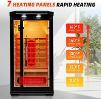 Sauna infrarouge en bois de pruche noir pour usage domestique, 1350W, 110V, 1 personne, avec haut-parleur, verre trempé panoramique de 8 mm