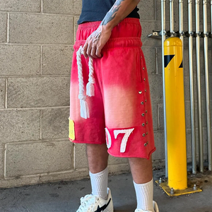 Oem Casual Sport Shorts 100% Cotton Men's Gym Drawstring Shorts Print Logo Knitted Drawstring Closure Shorts for Men - Product Image 3