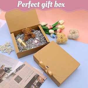 <b>Empty</b> Cardboard Slim <b>Gift</b> <b>Box</b> Small Practical Party Favors <b>Gifts</b> <b>Box</b> Ribbon Flip-top Kraft Paper <b>Gift</b> <b>Box</b> with Bow - Product Image 2