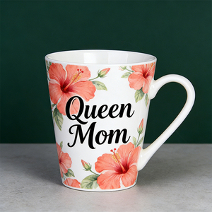 Mug à Latte Personnalisé pour la Fête des Mères - Tasse à Café en Céramique Haute de 16 oz avec Motif Floral, Cadeau pour Maman Reine - Product Image 2