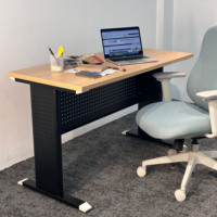 Table de bureau moderne avec plateau en grain de bois, option de bureau de conférence en MFC avec tiroirs, mobilier de réception de luxe pour usage commercial et domestique
