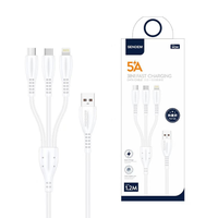 Câble de charge rapide 3-en-1 M34, courant élevé 5A, gaine extérieure en TPE, chargeur de téléphone universel avec emballage