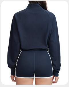 Ensemble sport et loisirs grande taille pour femmes, veste à col montant zippée et short de yoga ajusté, séchage rapide, coupe-vent pour la course à pied et le fitness - Product Image 6