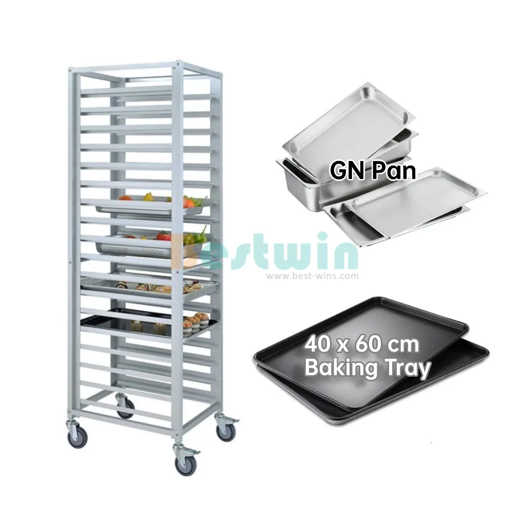 9/15/18-Tier Multifunctionele Aluminium Brood Cooling Bakplaat Vel Pan Rack Gastronorm Voedsel Gn Pan Bakkerij trolley